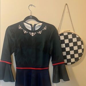 Ted Baker Black and Red Midi Dress